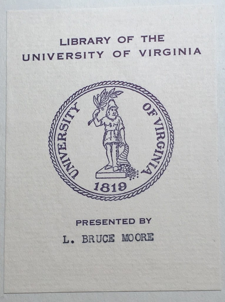 The bookplate of presenter L. Bruce Moore inside the front cover