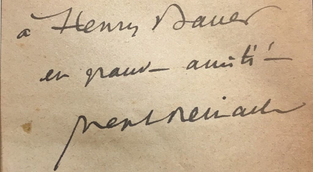 Joseph Reinach's near-illegible scrawl designates this book to be a gift to Heny Bauër.